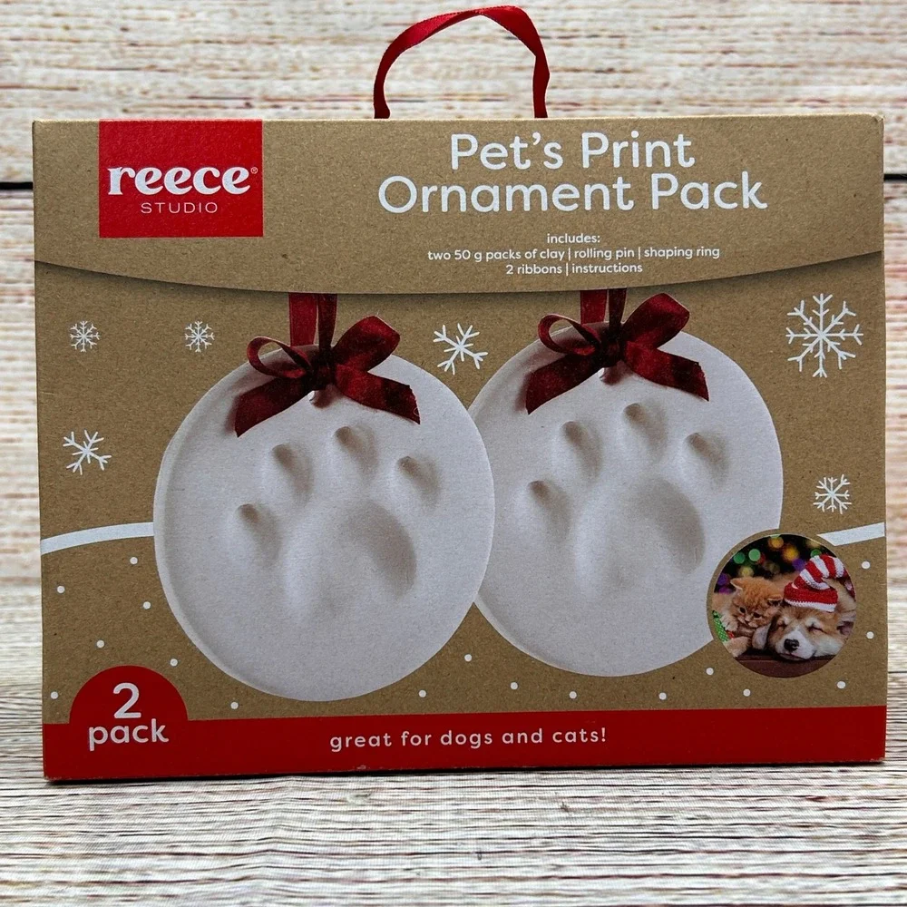 Reece Studio Pet Paw Print Ornament Kit 2 Pack Clay Keepsake Dogs Cats 10114WL - Picture 1 of 3